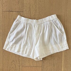Vince High Waist Linen White Shorts
